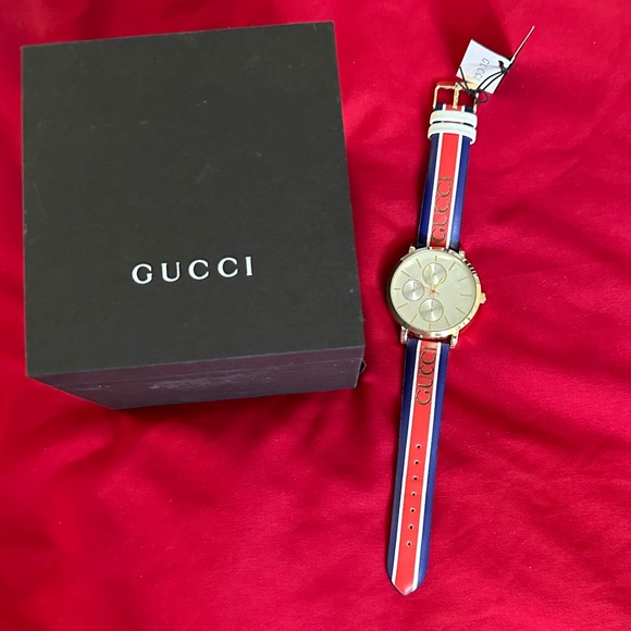 GUCCI G-Timeless Dial blue,red and white  Strap new - Picture 1 of 17